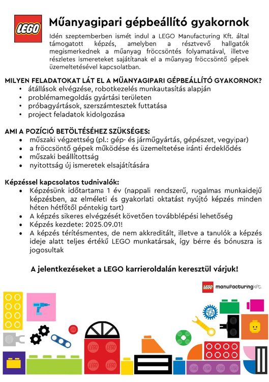 Műanyaggépbeállító gyakornok
